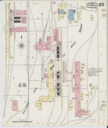 Sanborn Fire Insurance Map from Pueblo, Pueblo County, Colorado (1889), Sheet #0025 - Complete Map Set gallery image, historic Sanborn map, vintage wall art, Colorado Colorado