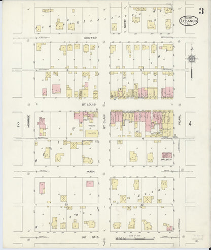 Sanborn Fire Insurance Map from Lebanon, Saint Clair County, Illinois (1914), Sheet #0003 - Historic Sanborn Fire Insurance Map Print, vintage old map wall art, antique decor, genealogy gift, Illinois Illinois map