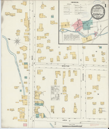Sanborn Fire Insurance Map from Schenevus, Otsego County, New York (1898), Sheet #0001 - Complete Map Set gallery image, historic Sanborn map, vintage wall art, New York New York