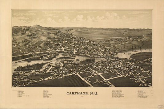 Carthage, N.Y. 1888. (1888) – Historic Bird’s-Eye View Panorama Print
