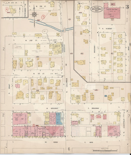 Sanborn Fire Insurance Map from Goldendale, Klickitat County, Washington (1941), Sheet #0003 - Historic Sanborn Fire Insurance Map Print, vintage old map wall art, antique decor, genealogy gift, Washington Washington map