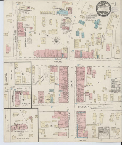Sanborn Fire Insurance Map from Painesville, Lake County, Ohio (1884), Sheet #0001 - Historic Sanborn Fire Insurance Map Print, vintage old map wall art, antique decor, genealogy gift, Ohio Ohio map