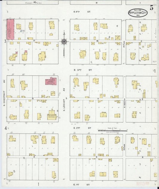 Sanborn Fire Insurance Map from Appleton City, Saint Clair County, Missouri (1918), Sheet #0005 - Historic Sanborn Fire Insurance Map Print, vintage old map wall art, antique decor, genealogy gift, Missouri Missouri map