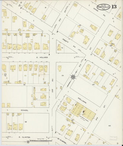 Sanborn Fire Insurance Map from Huntsville, Madison County, Alabama (1913), Sheet #0013 - Complete Map Set gallery image, historic Sanborn map, vintage wall art, Alabama Alabama
