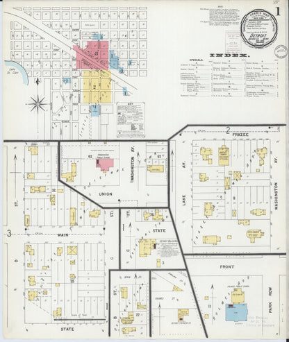 Sanborn Fire Insurance Map from Detroit Lakes, Becker County, Minnesota (1899), Sheet #0001 - Historic Sanborn Fire Insurance Map Print, vintage old map wall art, antique decor, genealogy gift, Minnesota Minnesota map