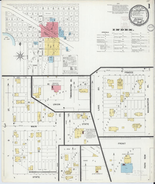 Sanborn Fire Insurance Map from Detroit Lakes, Becker County, Minnesota (1899), Sheet #0001 - Historic Sanborn Fire Insurance Map Print, vintage old map wall art, antique decor, genealogy gift, Minnesota Minnesota map