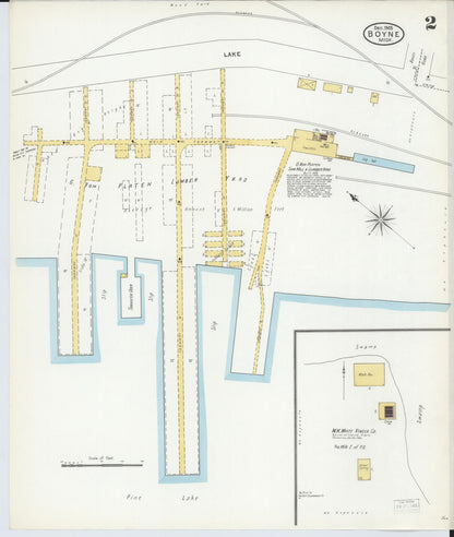 Sanborn Fire Insurance Map from Boyne City, Charlevoix County, Michigan (1905), Sheet #0002 - Complete Map Set gallery image, historic Sanborn map, vintage wall art, Michigan Michigan