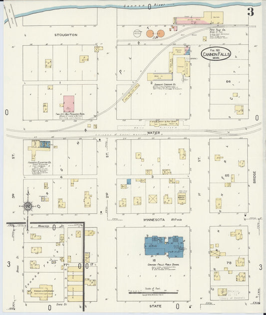 Sanborn Fire Insurance Map from Cannon Falls, Goodhue County, Minnesota (1921), Sheet #0003 - Historic Sanborn Fire Insurance Map Print, vintage old map wall art, antique decor, genealogy gift, Minnesota Minnesota map