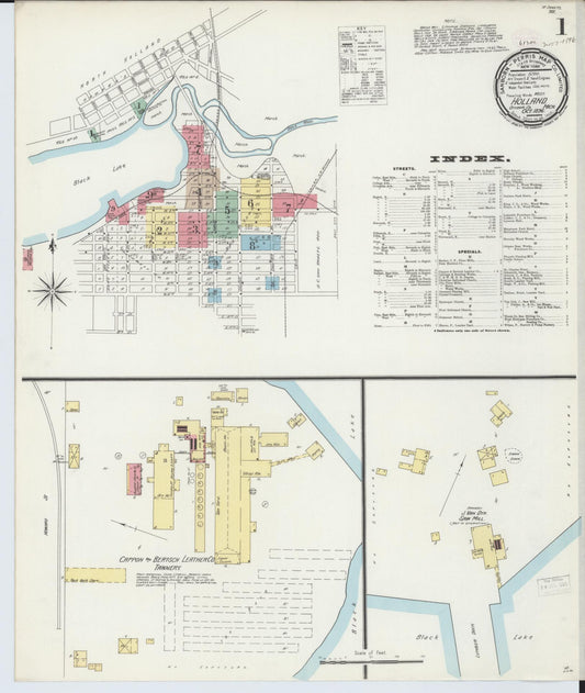 Sanborn Fire Insurance Map from Holland, Ottawa County, Michigan (1896), Sheet #0001 - Historic Sanborn Fire Insurance Map Print, vintage old map wall art, antique decor, genealogy gift, Michigan Michigan map