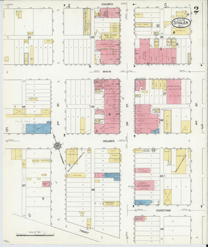 Sanborn Fire Insurance Map from Stigler, Haskell County, Oklahoma (1916), Sheet #0002 - Complete Map Set gallery image, historic Sanborn map, vintage wall art, Oklahoma Oklahoma