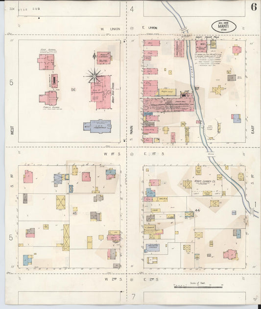 Sanborn Fire Insurance Map from Manti, Sanpete County, Utah (1931), Sheet #0006 - Historic Sanborn Fire Insurance Map Print, vintage old map wall art, antique decor, genealogy gift, Utah Utah map