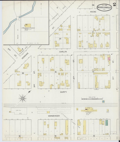 Sanborn Fire Insurance Map from Morrisonville, Christian County, Illinois (1894), Sheet #0002 - Complete Map Set gallery image, historic Sanborn map, vintage wall art, Illinois Illinois