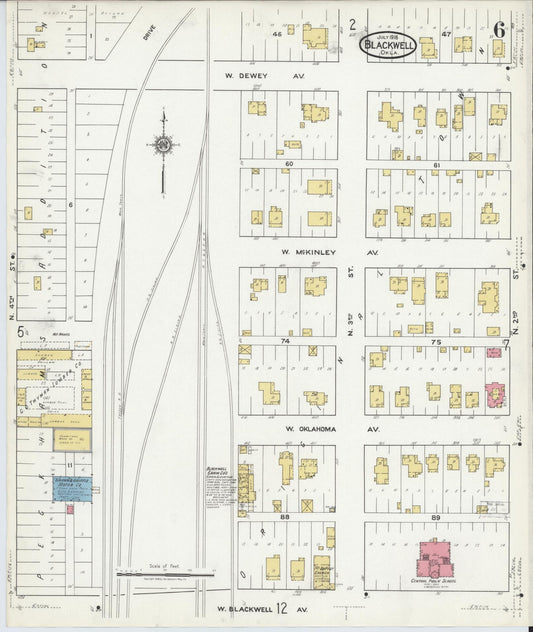 Sanborn Fire Insurance Map from Blackwell, Kay County, Oklahoma (1918), Sheet #0006 - Historic Sanborn Fire Insurance Map Print, vintage old map wall art, antique decor, genealogy gift, Oklahoma Oklahoma map