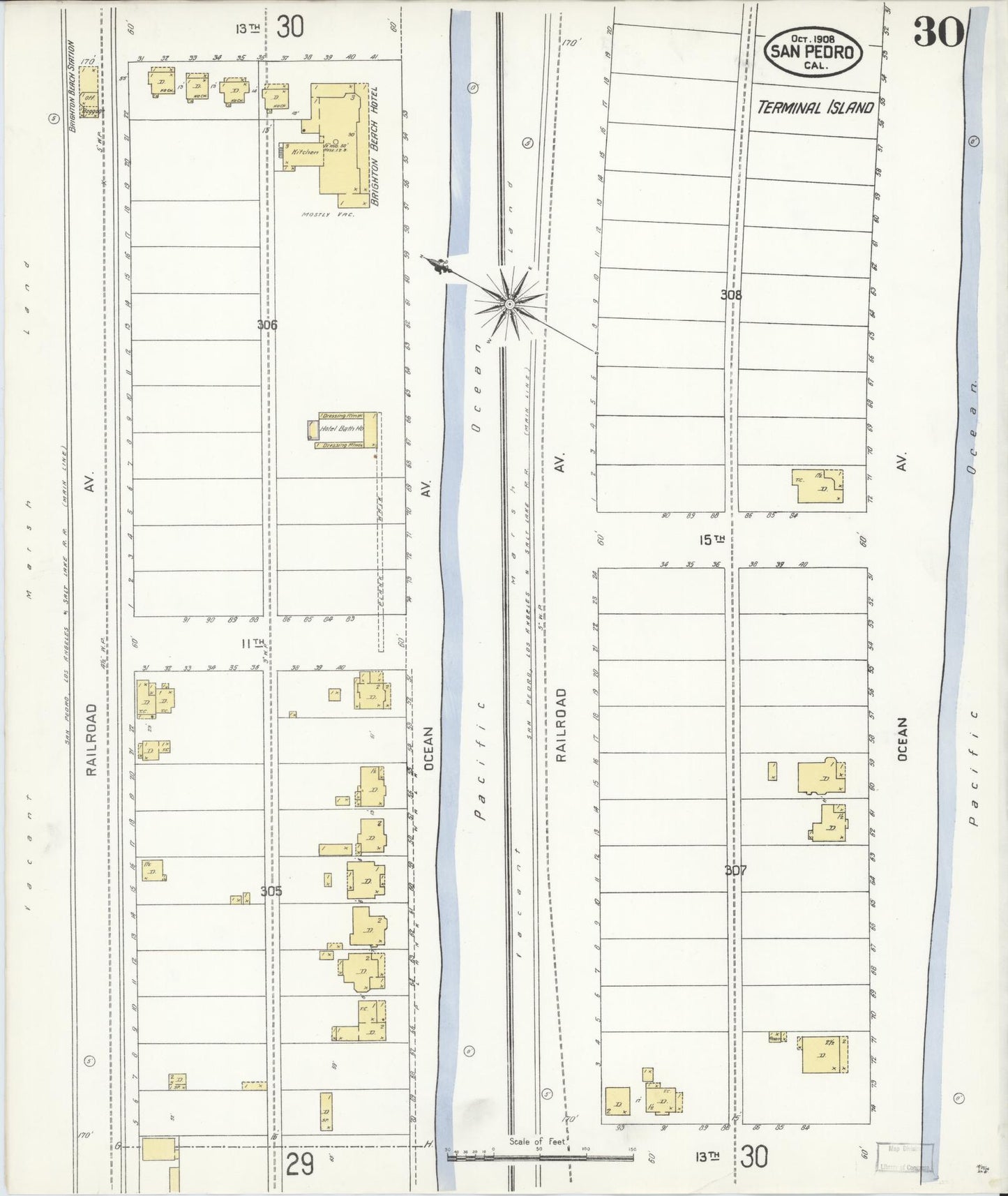 Sanborn Fire Insurance Map from San Pedro, Los Angeles County, California (1908), Sheet #0030 - Complete Map Set gallery image, historic Sanborn map, vintage wall art, California California