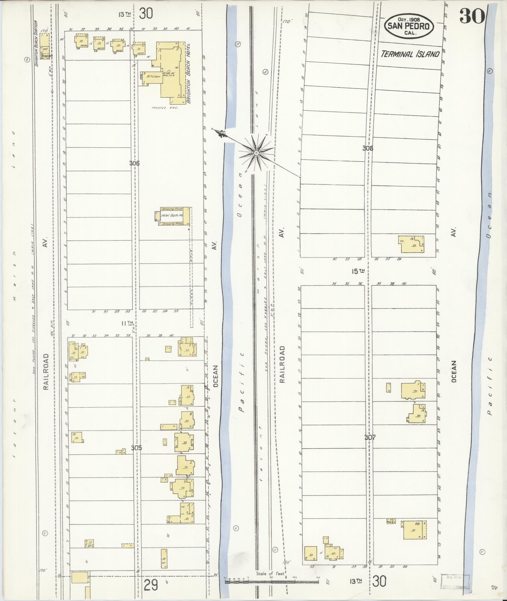 Sanborn Fire Insurance Map from San Pedro, Los Angeles County, California (1908), Sheet #0030 - Complete Map Set gallery image, historic Sanborn map, vintage wall art, California California