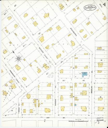 Sanborn Fire Insurance Map from Ellsworth, Ellsworth County, Kansas (1905), Sheet #0004 - Complete Map Set gallery image, historic Sanborn map, vintage wall art, Kansas Kansas