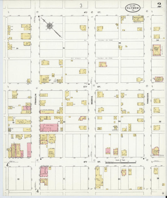 Sanborn Fire Insurance Map from Clymer, Indiana County, Pennsylvania (1911), Sheet #0002 - Historic Sanborn Fire Insurance Map Print, vintage old map wall art, antique decor, genealogy gift, Pennsylvania Pennsylvania map