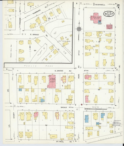 Sanborn Fire Insurance Map from Beloit, Rock County, Wisconsin (1915), Sheet #0007 - Complete Map Set gallery image, historic Sanborn map, vintage wall art, Wisconsin Wisconsin