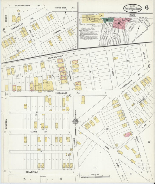 Sanborn Fire Insurance Map from Turtle Creek Valley, Allegheny County, Pennsylvania (1911), Sheet #0006 - Historic Sanborn Fire Insurance Map Print, vintage old map wall art, antique decor, genealogy gift, Pennsylvania Pennsylvania map