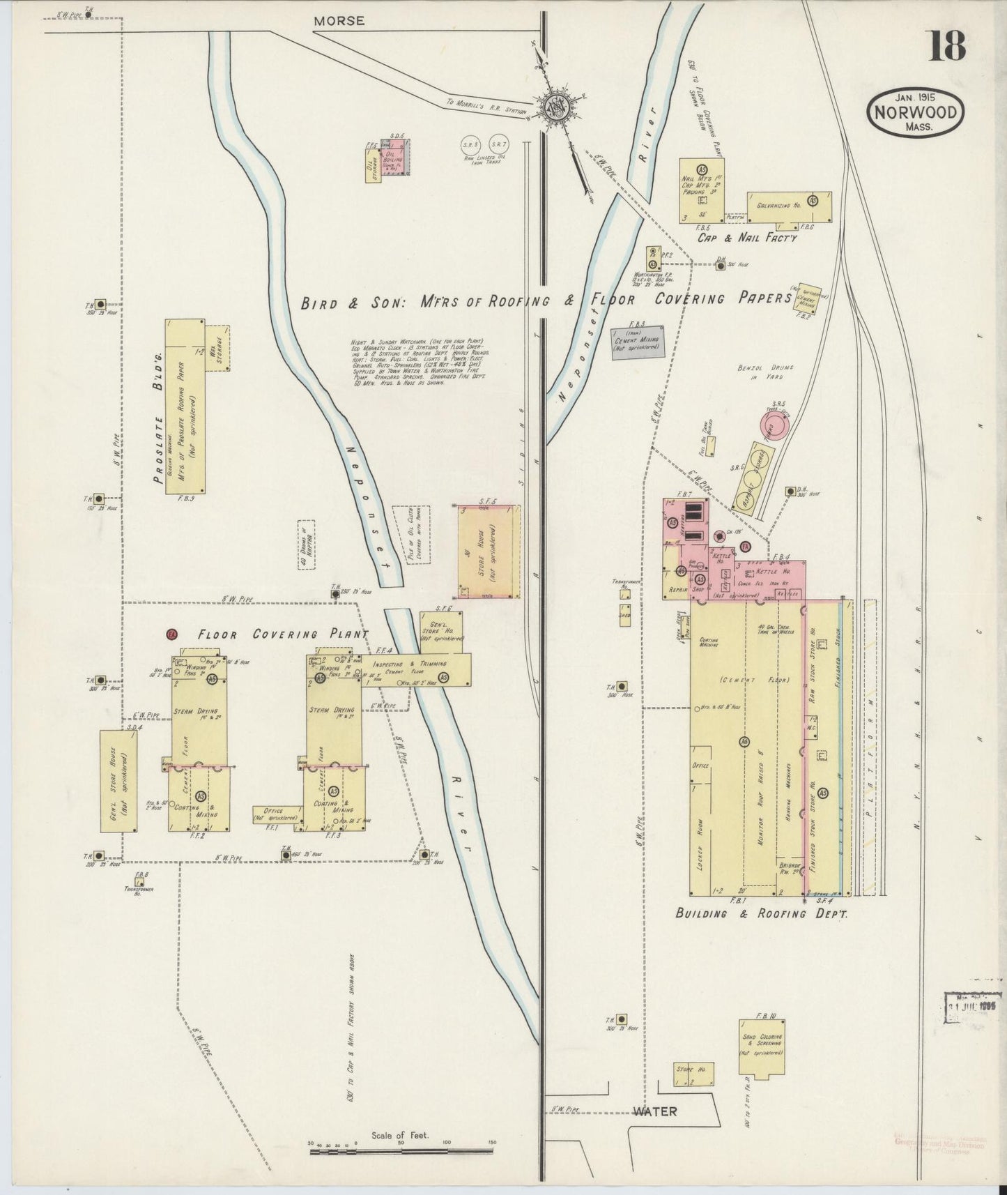 Sanborn Fire Insurance Map from Norwood, Norfolk County, Massachusetts (1915), Sheet #0018 - Complete Map Set gallery image, historic Sanborn map, vintage wall art, Massachusetts Massachusetts