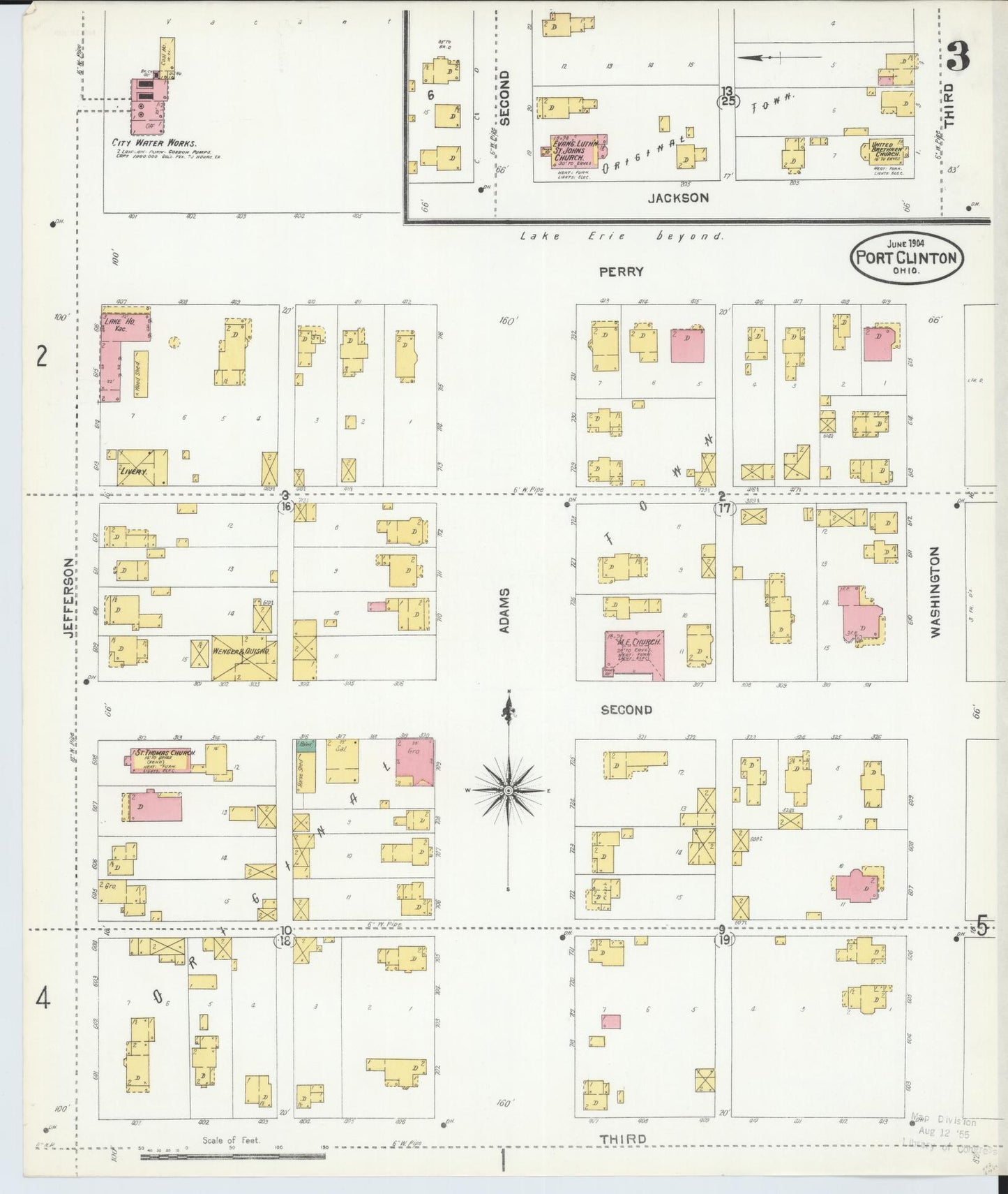 Sanborn Fire Insurance Map from Port Clinton, Ottawa County, Ohio (1904), Sheet #0003 - Historic Sanborn Fire Insurance Map Print, vintage old map wall art, antique decor, genealogy gift, Ohio Ohio map