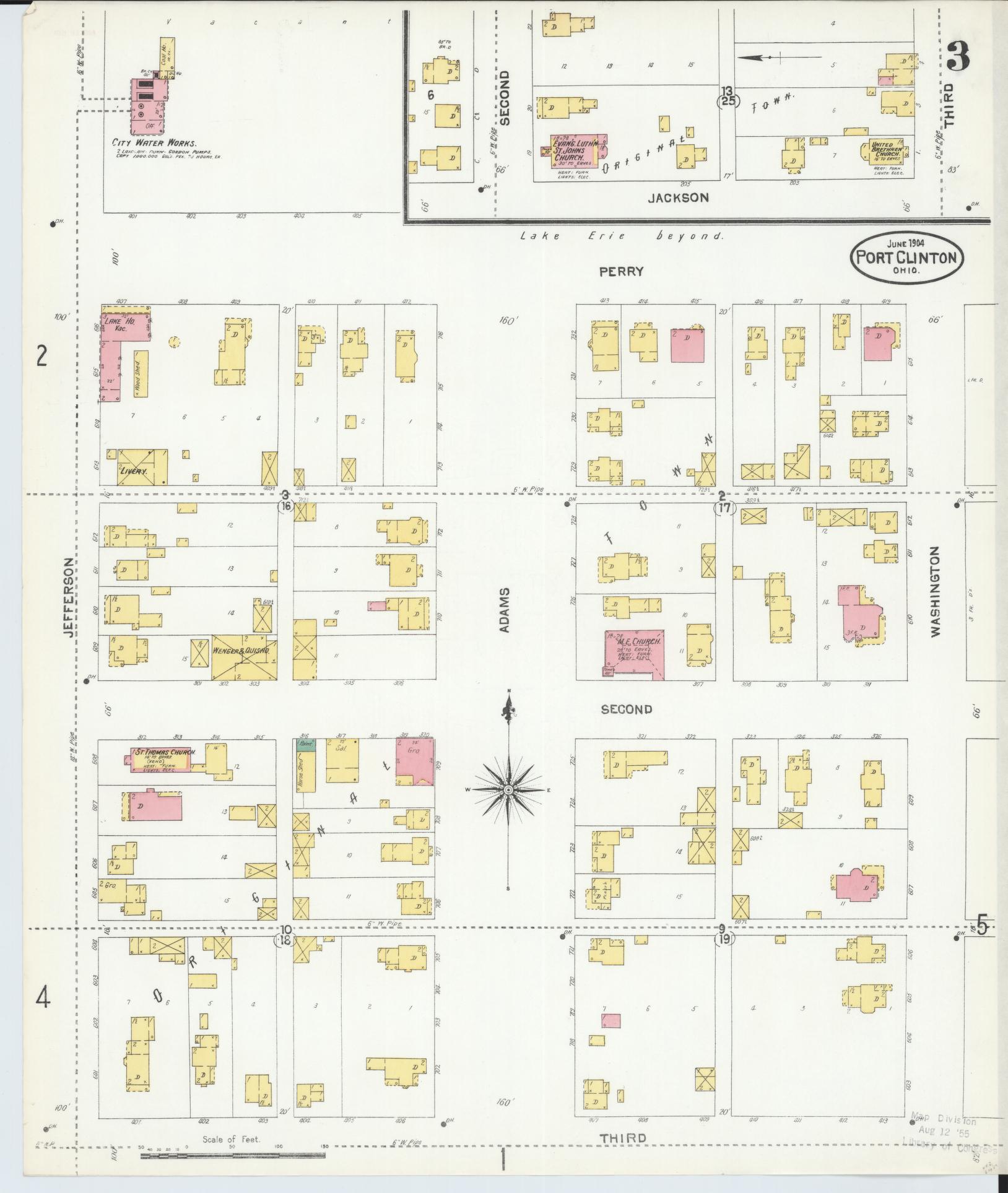 Sanborn Fire Insurance Map from Port Clinton, Ottawa County, Ohio (1904), Sheet #0003 - Historic Sanborn Fire Insurance Map Print, vintage old map wall art, antique decor, genealogy gift, Ohio Ohio map