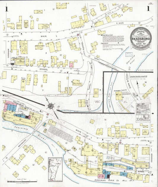 Sanborn Fire Insurance Map from Readsboro, Bennington County, Vermont (1927), Sheet #0001 - Complete Map Set gallery image, historic Sanborn map, vintage wall art, Vermont Vermont