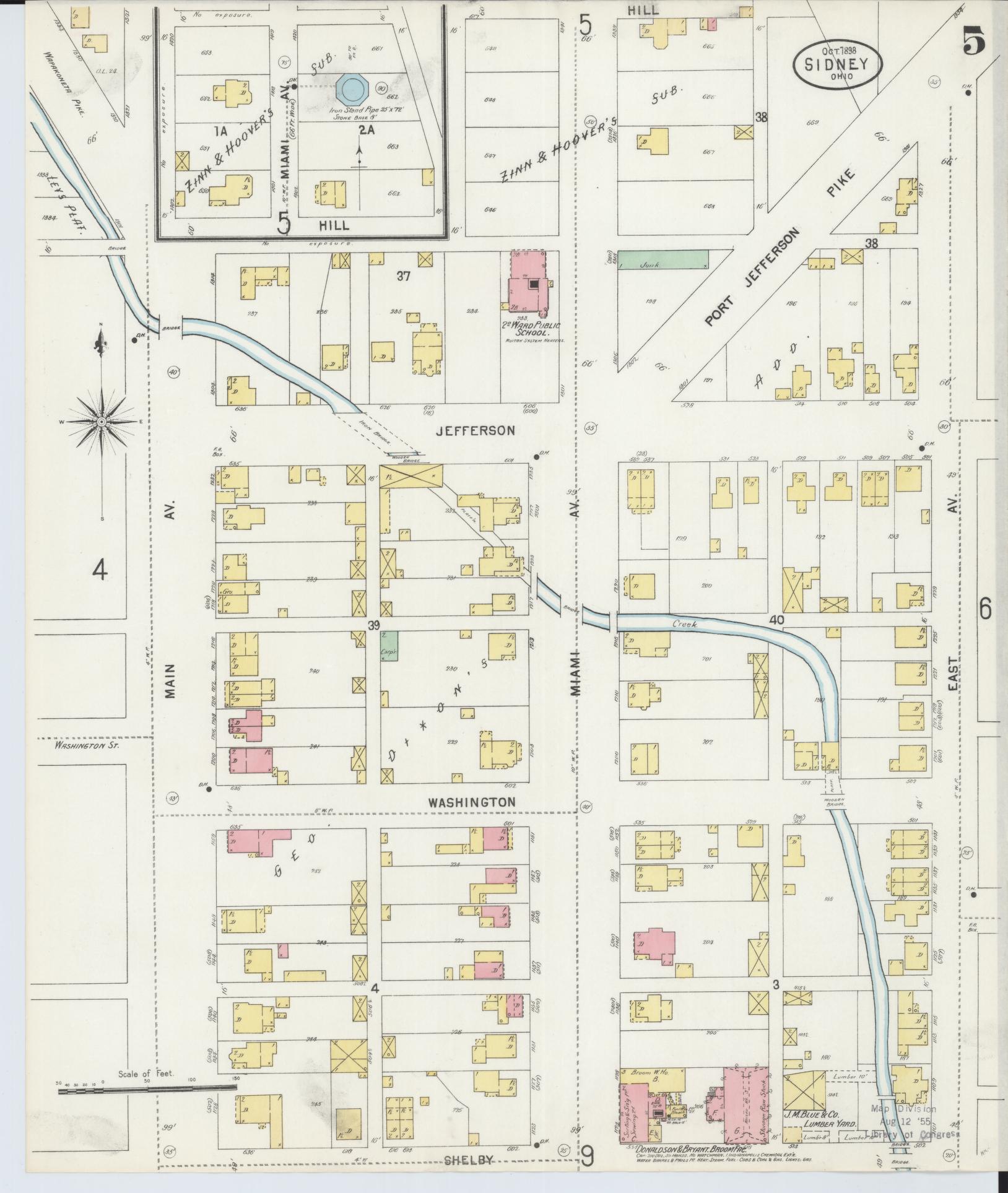 Sanborn Fire Insurance Map from Sidney, Shelby County, Ohio (1898), Sheet #0005 - Complete Map Set gallery image, historic Sanborn map, vintage wall art, Ohio Ohio