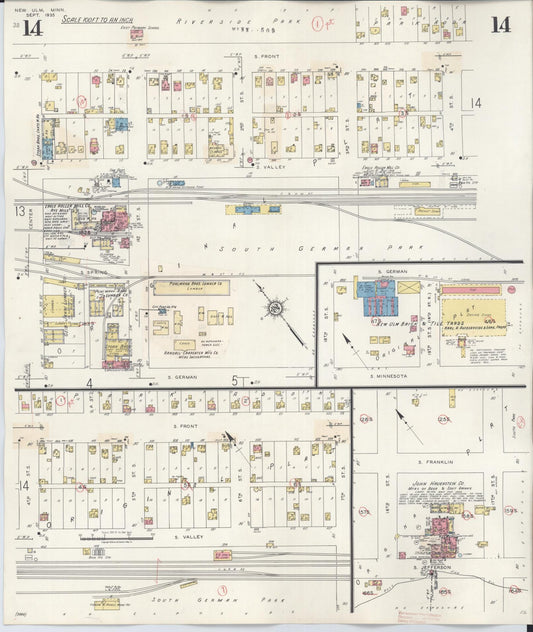 Sanborn Fire Insurance Map from New Ulm, Brown County, Minnesota (1946), Sheet #0014 - Historic Sanborn Fire Insurance Map Print, vintage old map wall art, antique decor, genealogy gift, Minnesota Minnesota map