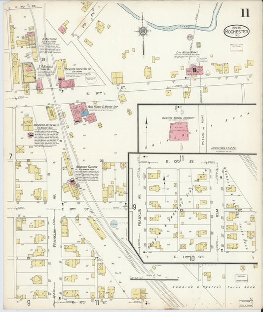 Sanborn Fire Insurance Map from Rochester, Fulton County, Indiana (1913), Sheet #0011 - Historic Sanborn Fire Insurance Map Print, vintage old map wall art, antique decor, genealogy gift, Indiana Indiana map