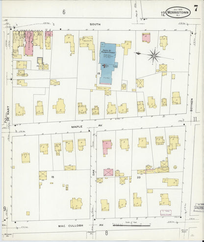 Sanborn Fire Insurance Map from Morristown, Morris County, New Jersey (1909), Sheet #0007 - Complete Map Set gallery image, historic Sanborn map, vintage wall art, New Jersey New Jersey