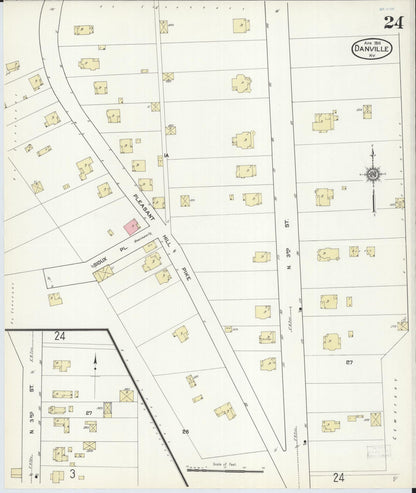 Sanborn Fire Insurance Map from Danville, Boyle County, Kentucky (1914), Sheet #0024 - Complete Map Set gallery image, historic Sanborn map, vintage wall art, Kentucky Kentucky