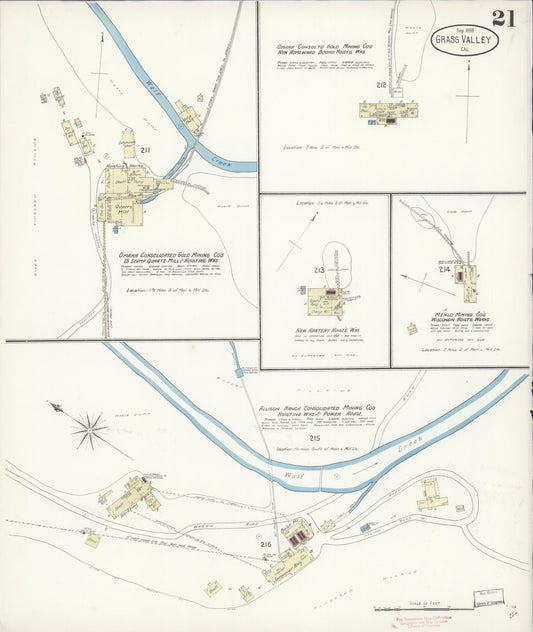 Sanborn Fire Insurance Map from Grass Valley, Nevada County, California (1898), Sheet #0021 - Historic Sanborn Fire Insurance Map Print, vintage old map wall art, antique decor, genealogy gift, Grass Valley Nevada map