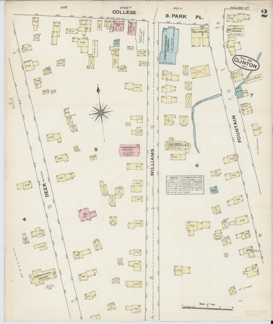 Sanborn Fire Insurance Map from Clinton, Oneida County, New York (1884), Sheet #0002 - Historic Sanborn Fire Insurance Map Print, vintage old map wall art, antique decor, genealogy gift, New York New York map