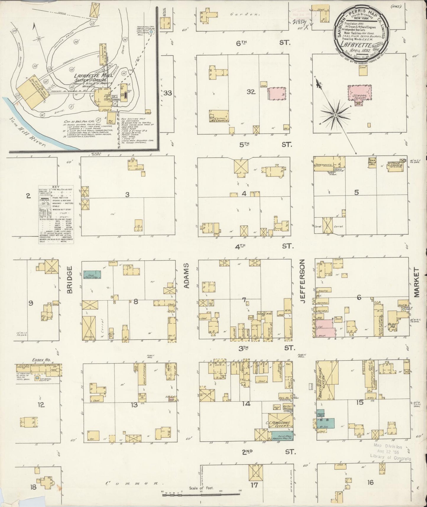 Sanborn Fire Insurance Map from Lafayette, Yamhill County, Oregon (1892), Sheet #0001 - Historic Sanborn Fire Insurance Map Print, vintage old map wall art, antique decor, genealogy gift, Oregon Oregon map