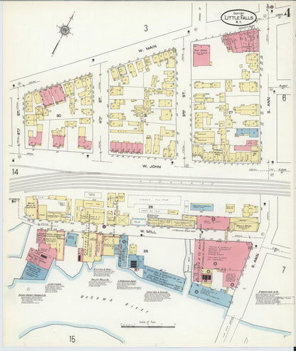 Sanborn Fire Insurance Map from Little Falls, Herkimer County, New York (1911), Sheet #0004 - Complete Map Set gallery image, historic Sanborn map, vintage wall art, New York New York