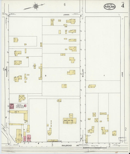 Sanborn Fire Insurance Map from Ashland, Hanover County, Virginia (1921), Sheet #0004 - Historic Sanborn Fire Insurance Map Print, vintage old map wall art, antique decor, genealogy gift, Virginia Virginia map