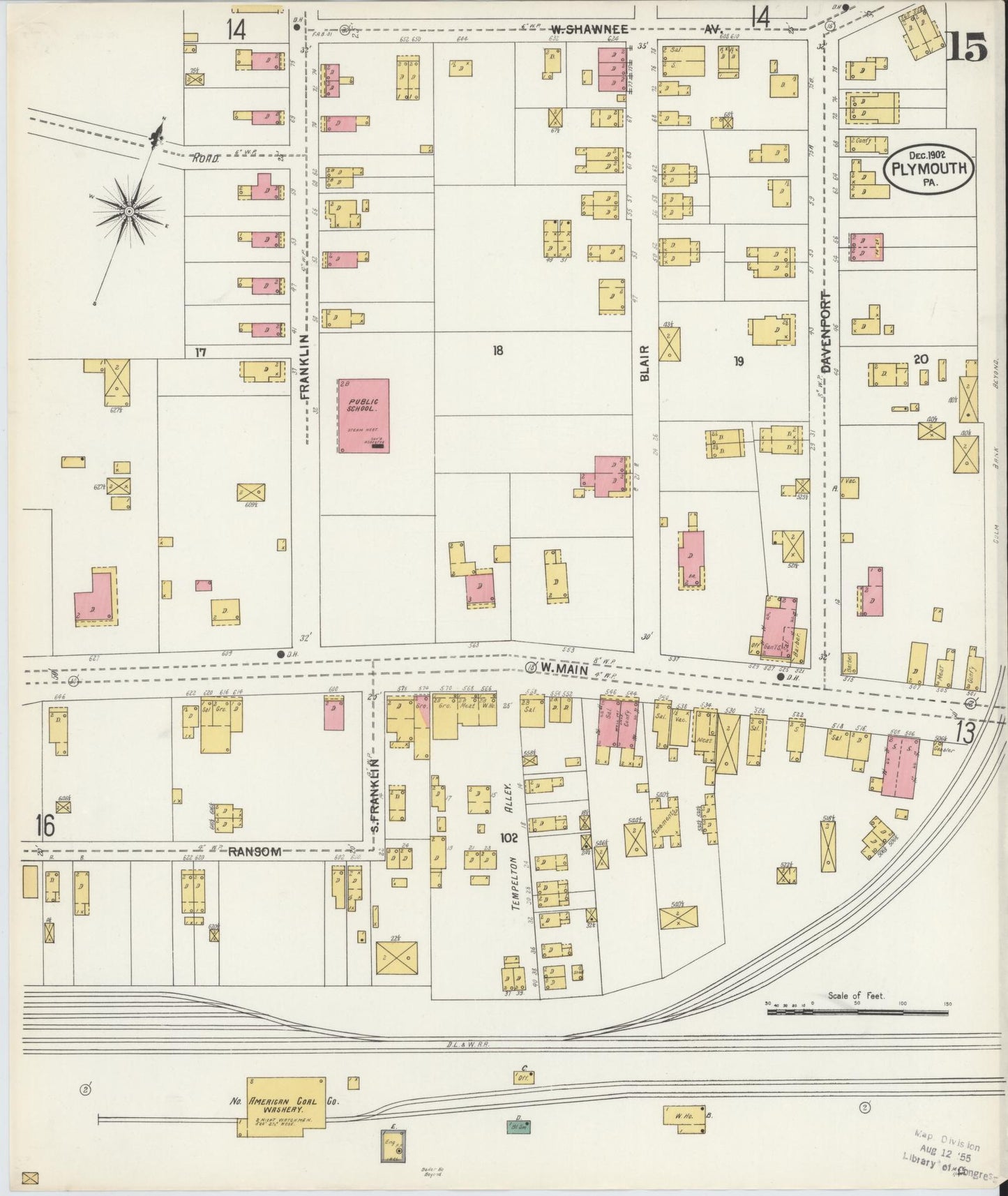 Sanborn Fire Insurance Map from Plymouth, Luzerne County, Pennsylvania (1902), Sheet #0015 - Complete Map Set gallery image, historic Sanborn map, vintage wall art, Pennsylvania Pennsylvania