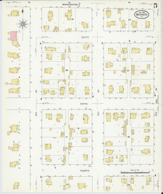 Sanborn Fire Insurance Map from Mendota, La Salle County, Illinois (1909), Sheet #0005 - Historic Sanborn Fire Insurance Map Print, vintage old map wall art, antique decor, genealogy gift, Illinois Illinois map