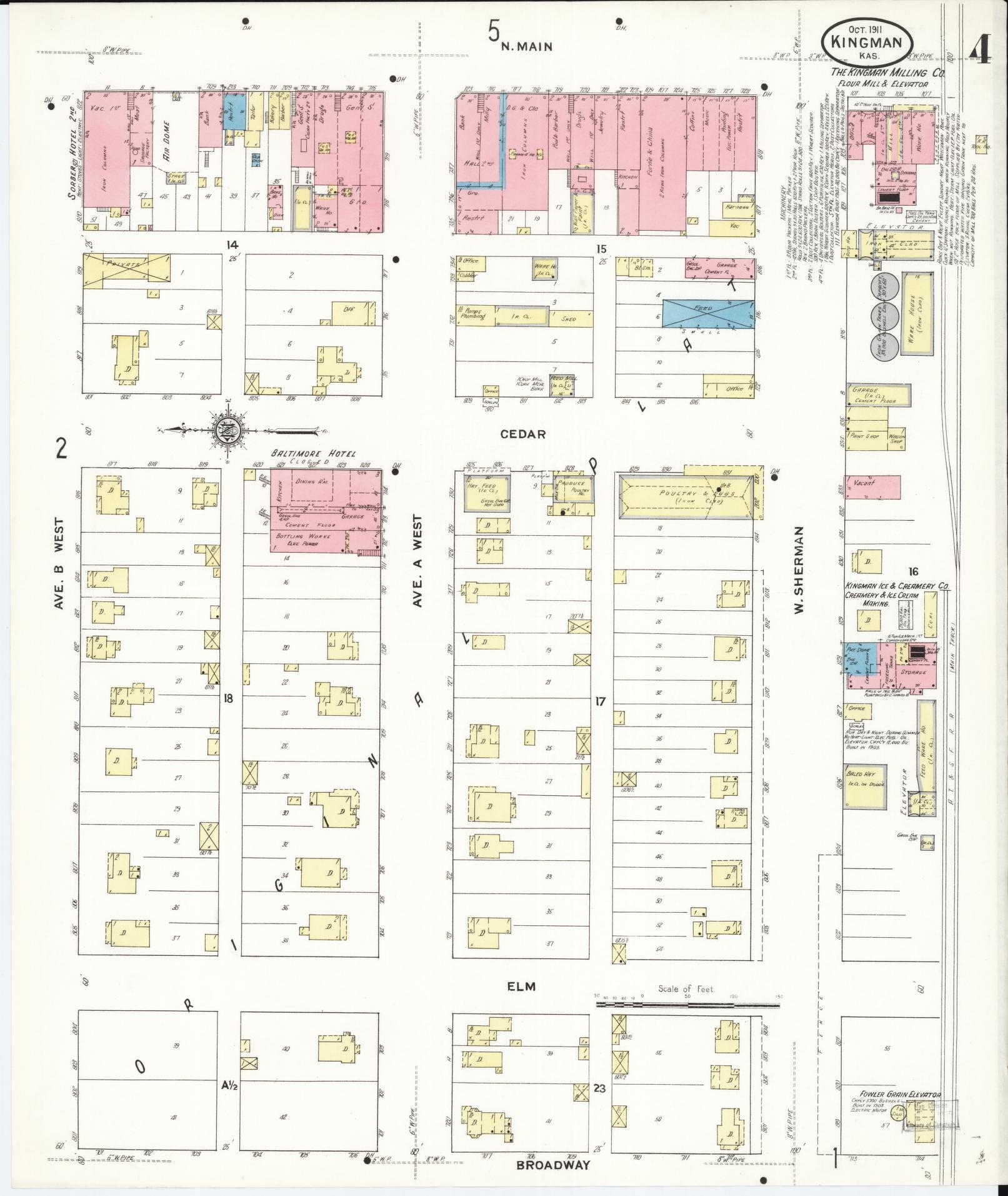 Sanborn Fire Insurance Map from Kingman, Kingman County, Kansas (1911), Sheet #0004 - Complete Map Set gallery image, historic Sanborn map, vintage wall art, Kansas Kansas