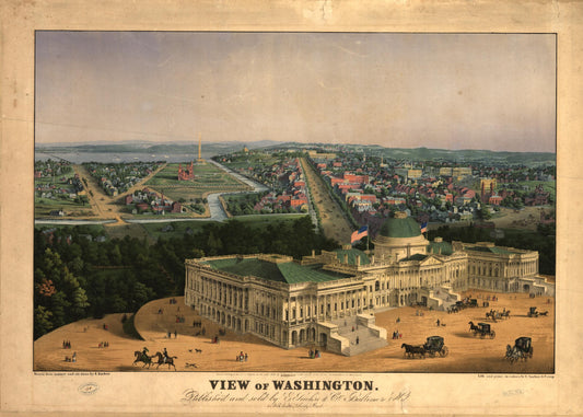 View of Washington (1852) – Historic Bird’s-Eye View Panorama Print