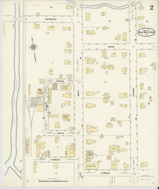Sanborn Fire Insurance Map from New Milford, Susquehanna County, Pennsylvania (1911), Sheet #0002 - Historic Sanborn Fire Insurance Map Print, vintage old map wall art, antique decor, genealogy gift, Pennsylvania Pennsylvania map