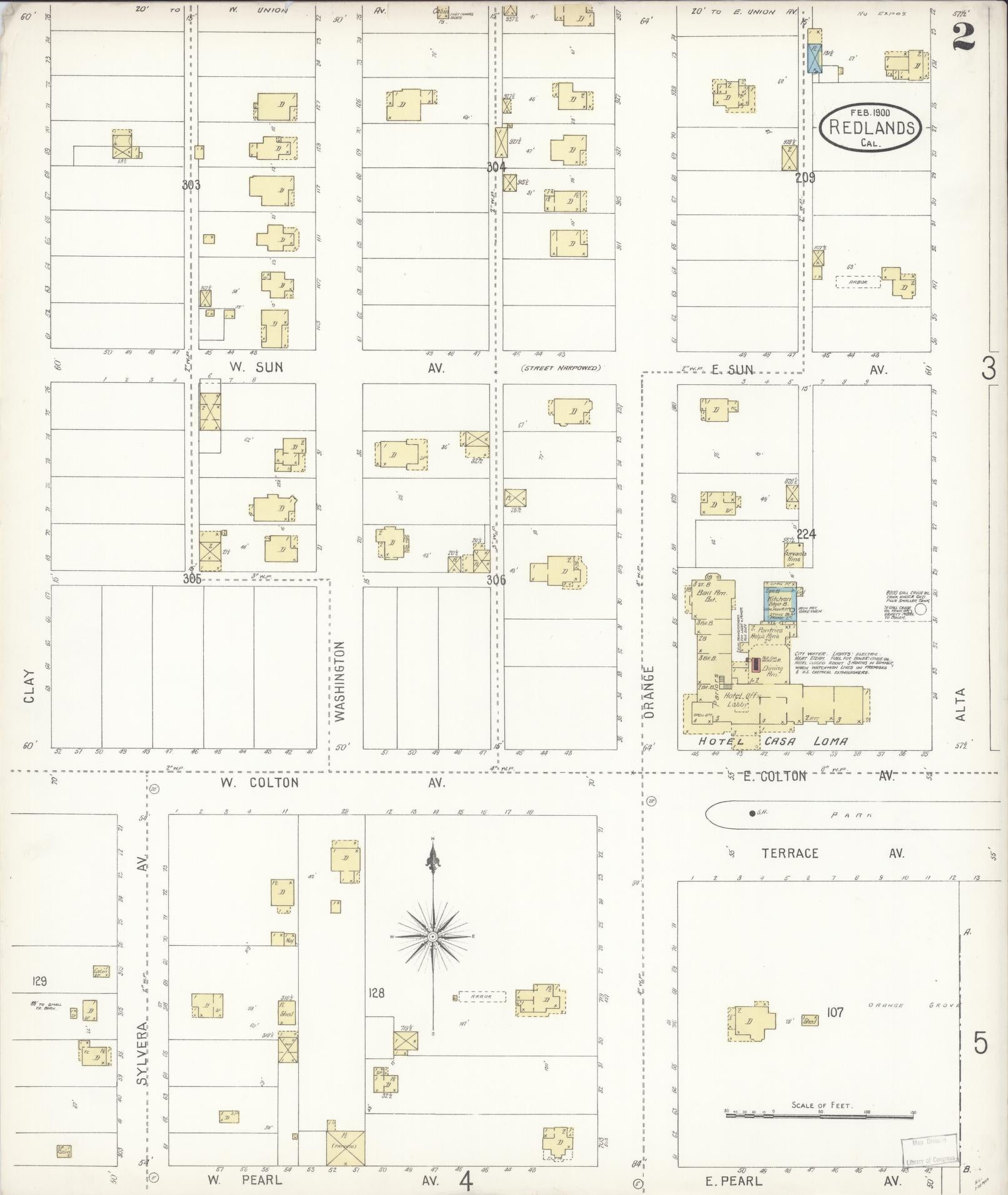 Sanborn Fire Insurance Map from Redlands, San Bernardino County, California (1900), Sheet #0002 - Complete Map Set gallery image, historic Sanborn map, vintage wall art, California California