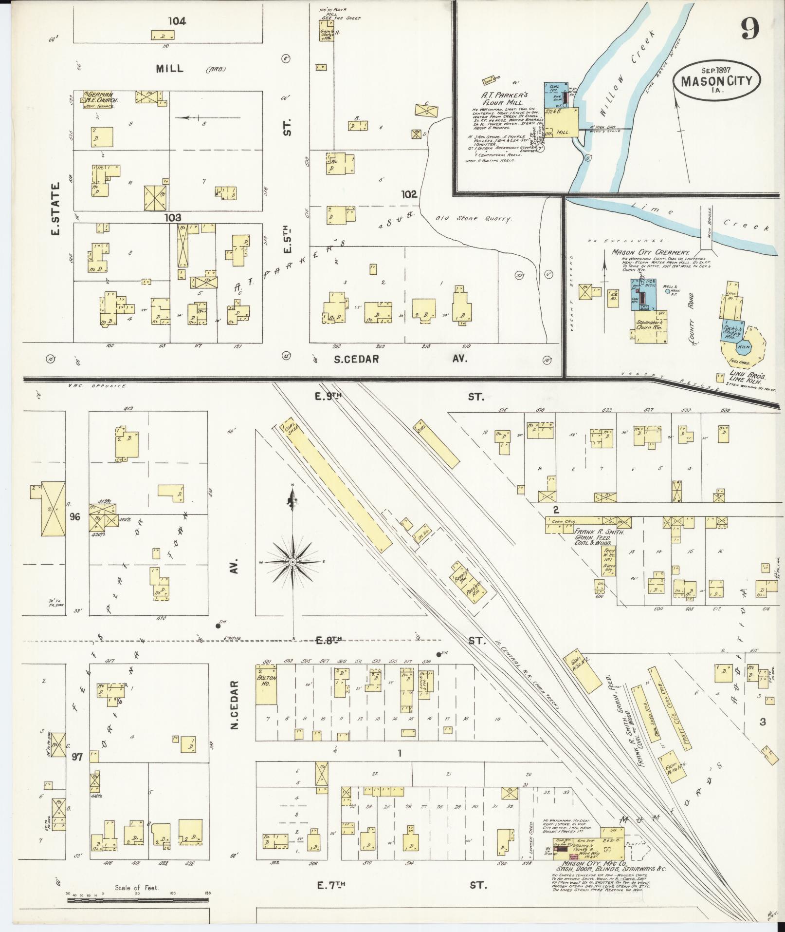 Sanborn Fire Insurance Map from Mason City, Cerro Gordo County, Iowa (1897), Sheet #0009 - Historic Sanborn Fire Insurance Map Print