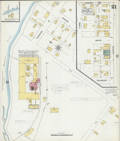 Sanborn Fire Insurance Map from Merrill, Lincoln County, Wisconsin (1902), Sheet #0021 - Historic Sanborn Fire Insurance Map Print, vintage old map wall art, antique decor, genealogy gift, Wisconsin Wisconsin map