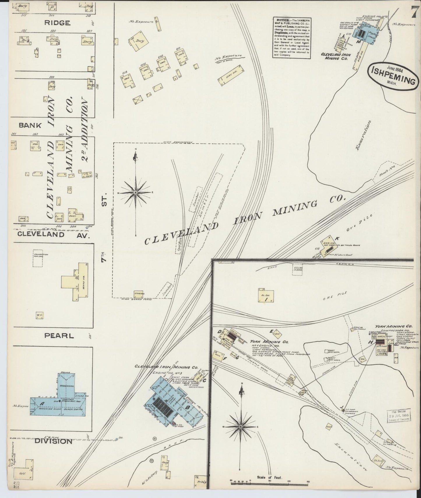 Sanborn Fire Insurance Map from Ishpeming, Marquette County, Michigan (1884), Sheet #0007 - Complete Map Set gallery image, historic Sanborn map, vintage wall art, Michigan Michigan