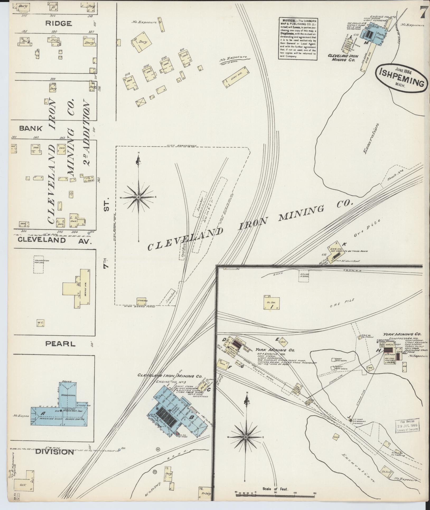 Sanborn Fire Insurance Map from Ishpeming, Marquette County, Michigan (1884), Sheet #0007 - Complete Map Set gallery image, historic Sanborn map, vintage wall art, Michigan Michigan