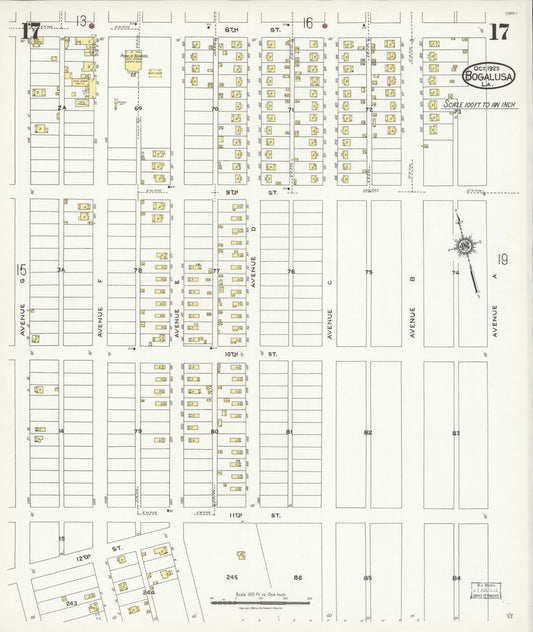 Sanborn Fire Insurance Map from Bogalusa, Washington Parish, Louisiana (1925), Sheet #0017 - Historic Sanborn Fire Insurance Map Print, vintage old map wall art, antique decor, genealogy gift, Louisiana Louisiana map