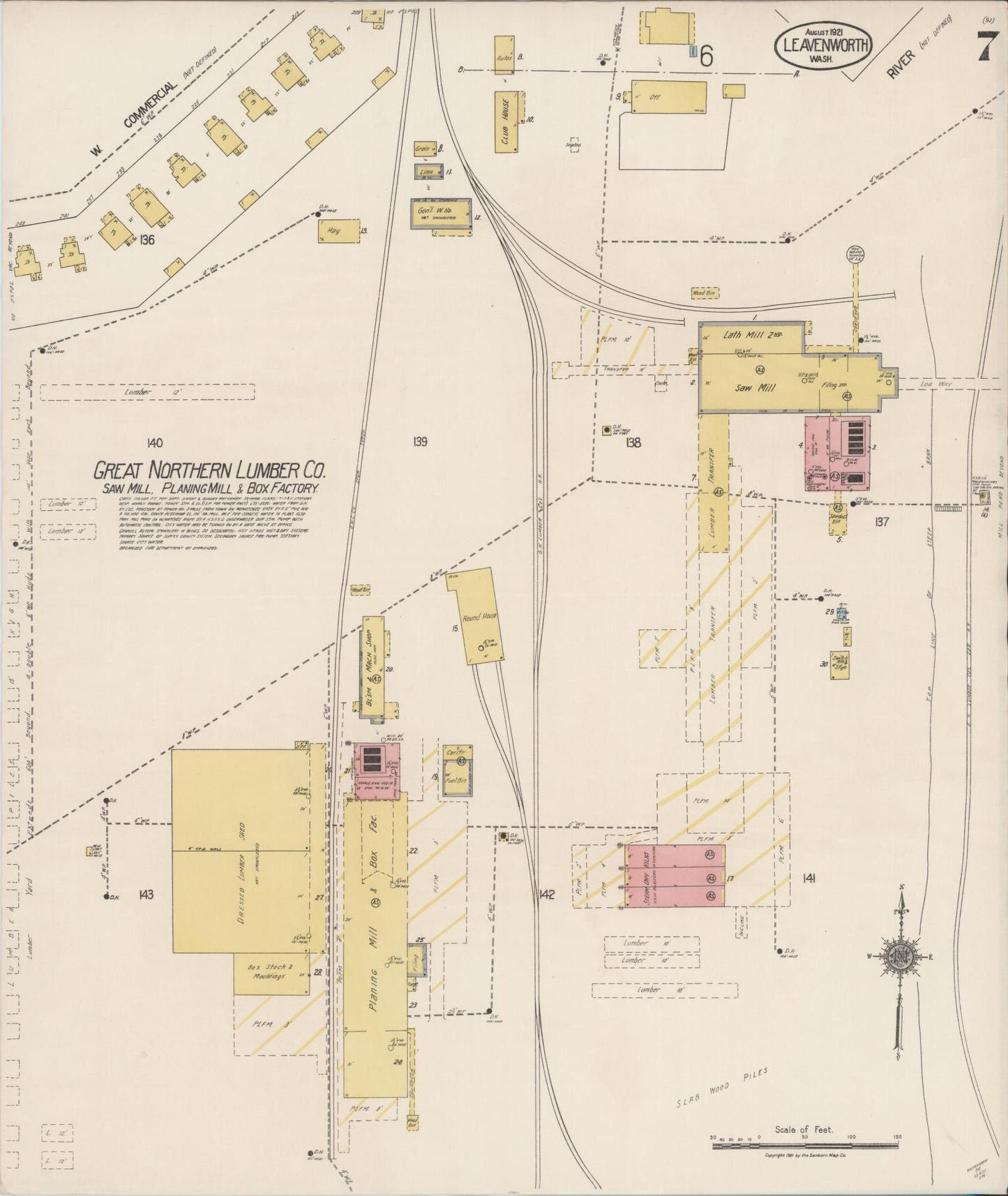 Sanborn Fire Insurance Map from Leavenworth, Chelan County, Washington (1921), Sheet #0007 - Complete Map Set gallery image, historic Sanborn map, vintage wall art, Washington Washington