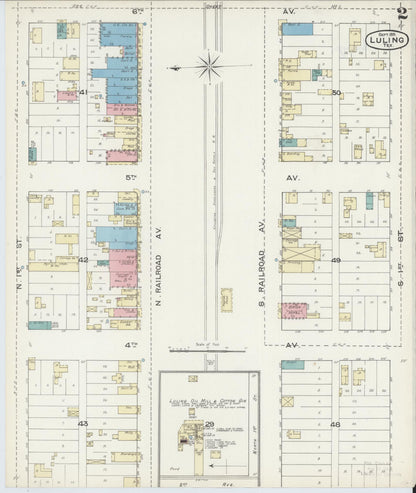 Sanborn Fire Insurance Map from Luling, Caldwell County, Texas (1891), Sheet #0002 - Historic Sanborn Fire Insurance Map Print, vintage old map wall art, antique decor, genealogy gift, Texas Texas map